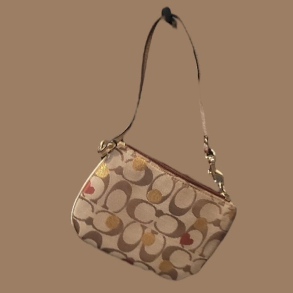 Coach gold/red heart wristlet - Picture 2 of 2